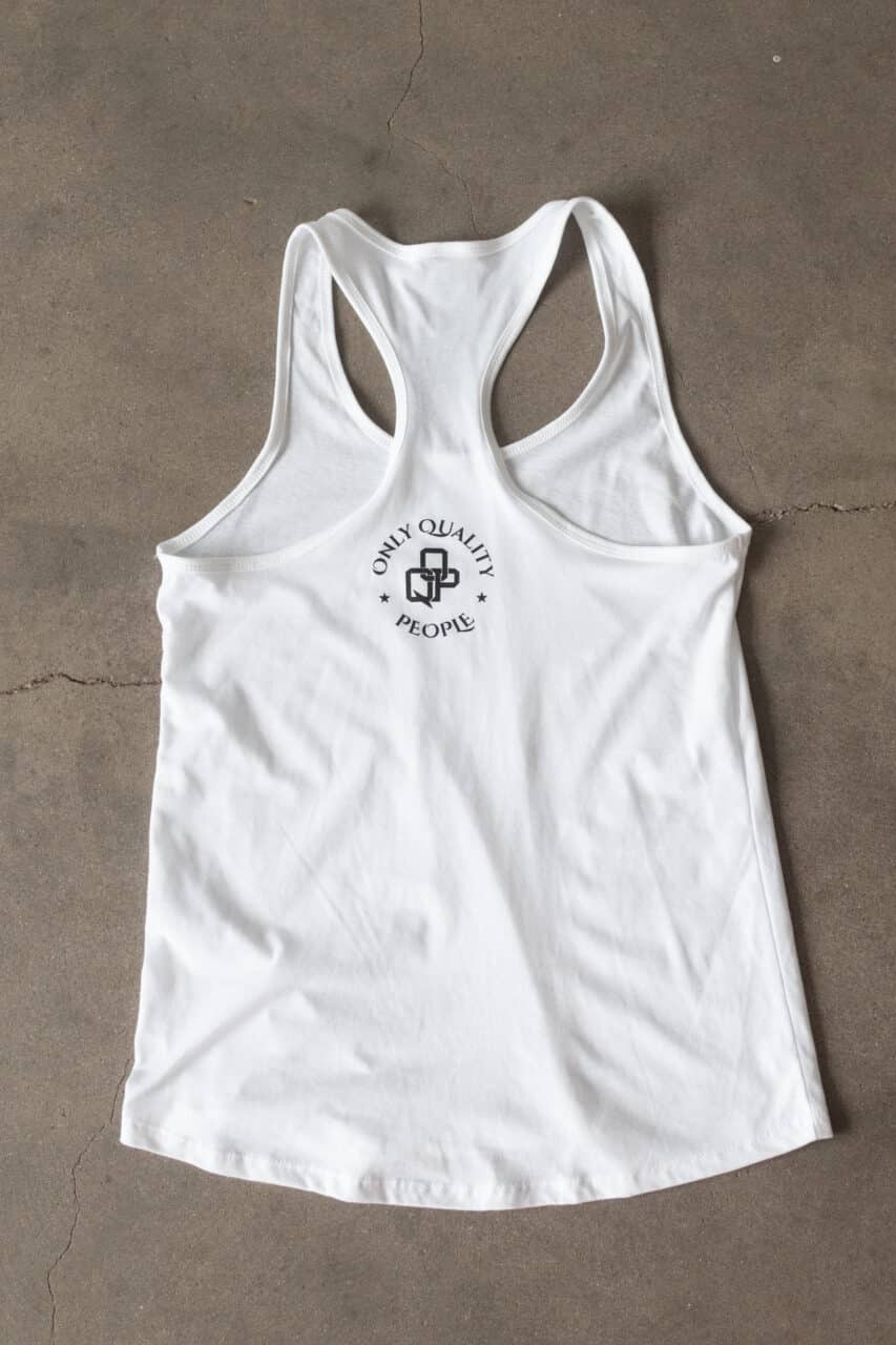 womens razor back simple tank top white